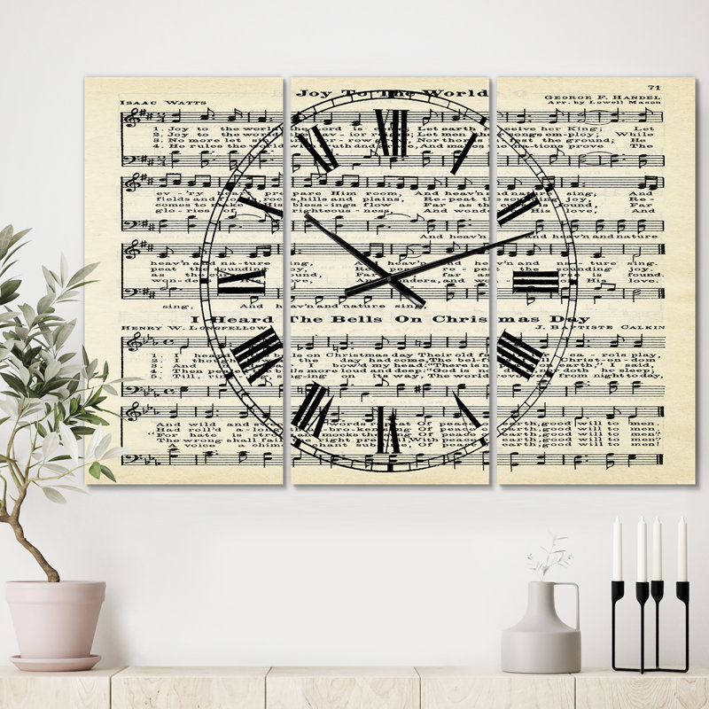 Horloge murale 3 panneaux Joy To The World