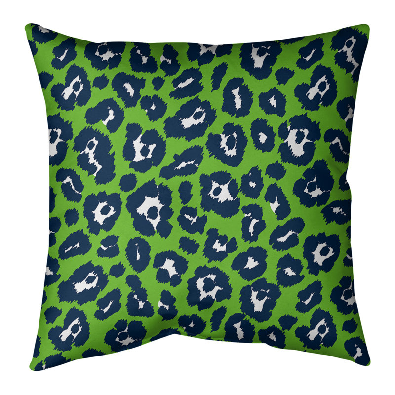 Housse de coussin carré, 14 po x 14 po, Croisé en coton, Vert / noir / blanc