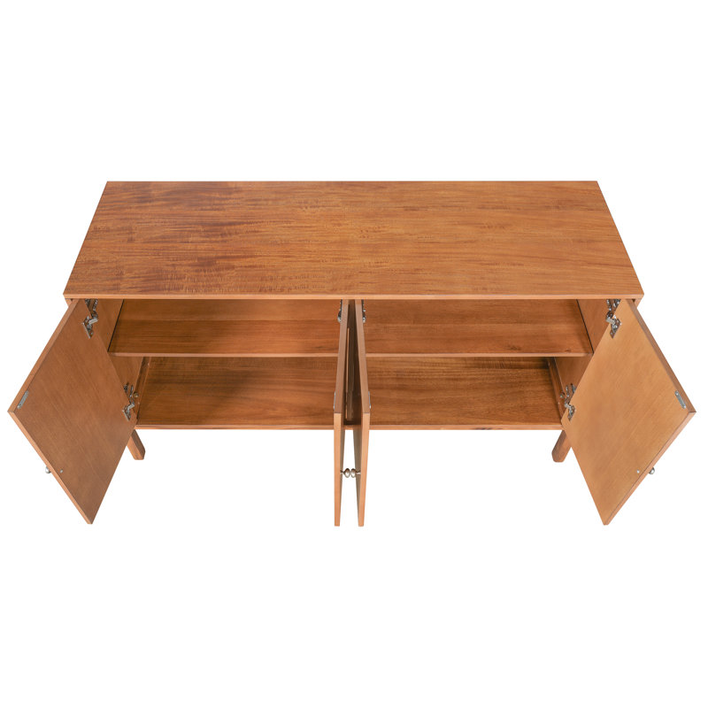 Buffet 4 portes rétro avec poignées en métal, Brun
