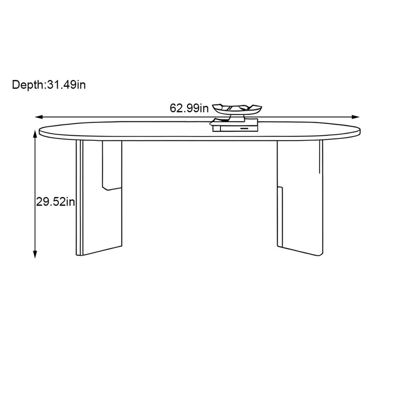 Oval solid wood rock slab dining table, 29.52”H x 62.99”L x 31.49”W