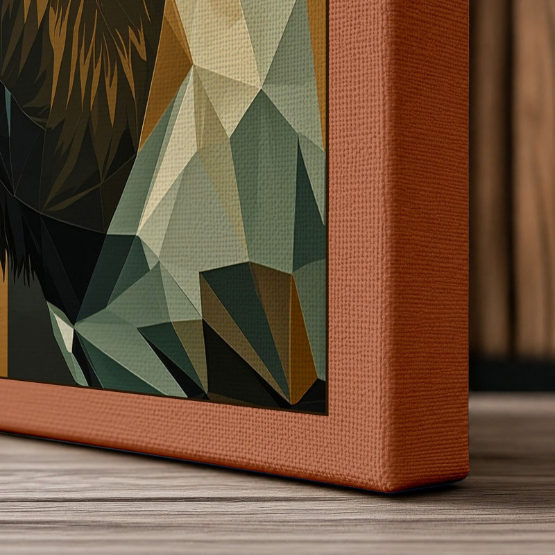 Geometric Deer Head Modern - Wrapped Canvas, 18x12 - 45.7 x 30.5 cm, Terracotta Border