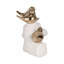 Figurine de décoration de cuisine et de décoration intérieure - Statue d'oiseau en porcelaine avec base blanche et décorations pour le salon - Objets décoratifs pour tablette, manteau de cheminée ou table - 14 po, blanc et or