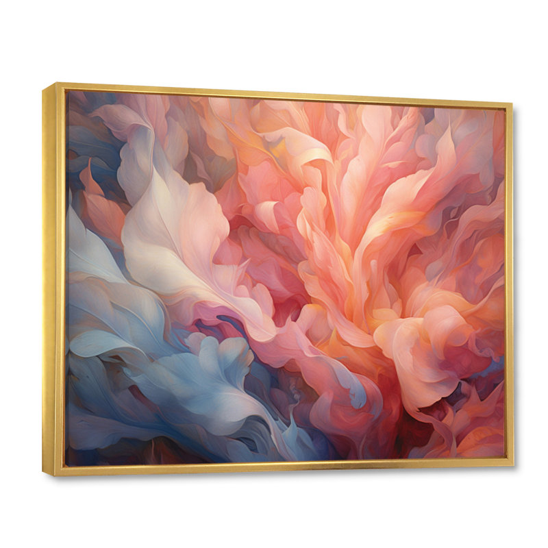 «Peach Blue Rose Reverie I», reproduction d'art sur toile encadrée florale, H 34 po x l 44 po x P 1,5 po, Cadre flottant doré