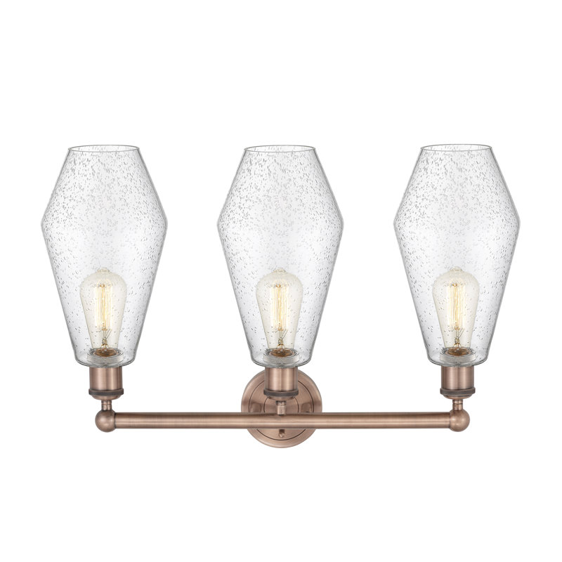 Éclairage pour salle de bain 3 lumières à intensité variable, Cuivre antique, Bullé