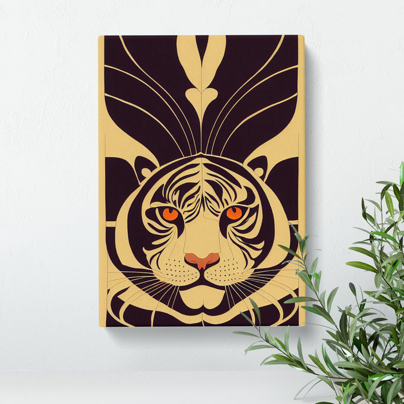 XC1022-4668X Tiger Art Deco - Wrapped Canvas Print, 50cm H x 35cm W x 3cm D