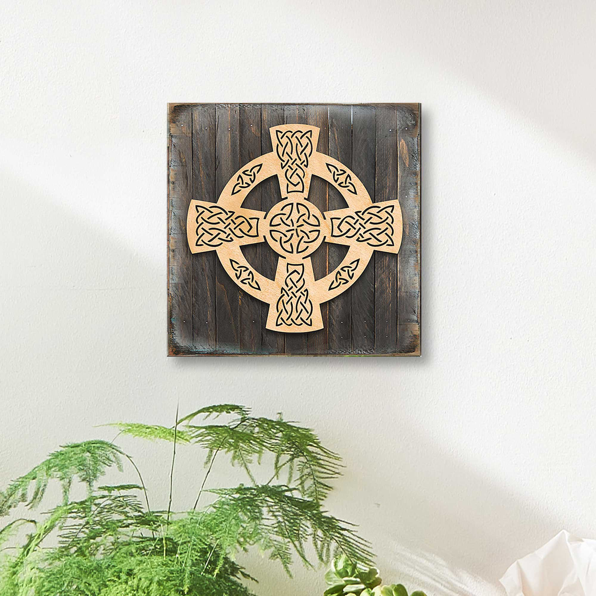 The Holiday Aisle® Wall Block Collection Celtic Wheel Cross Art Wall ...
