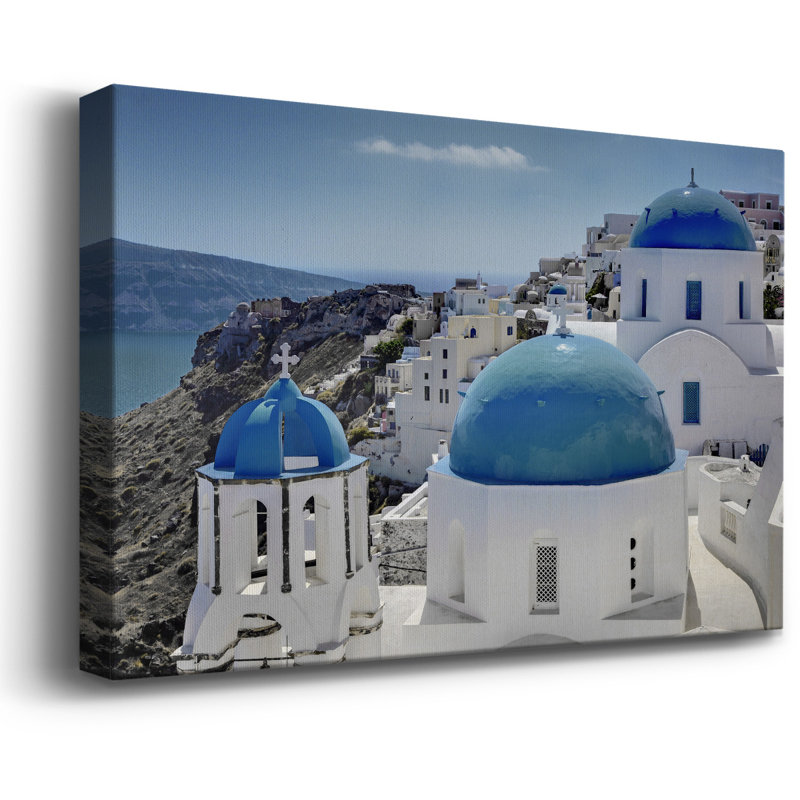 Toile tendue avec châssis de qualité supérieure Santorini, H 24 po x l 36 po