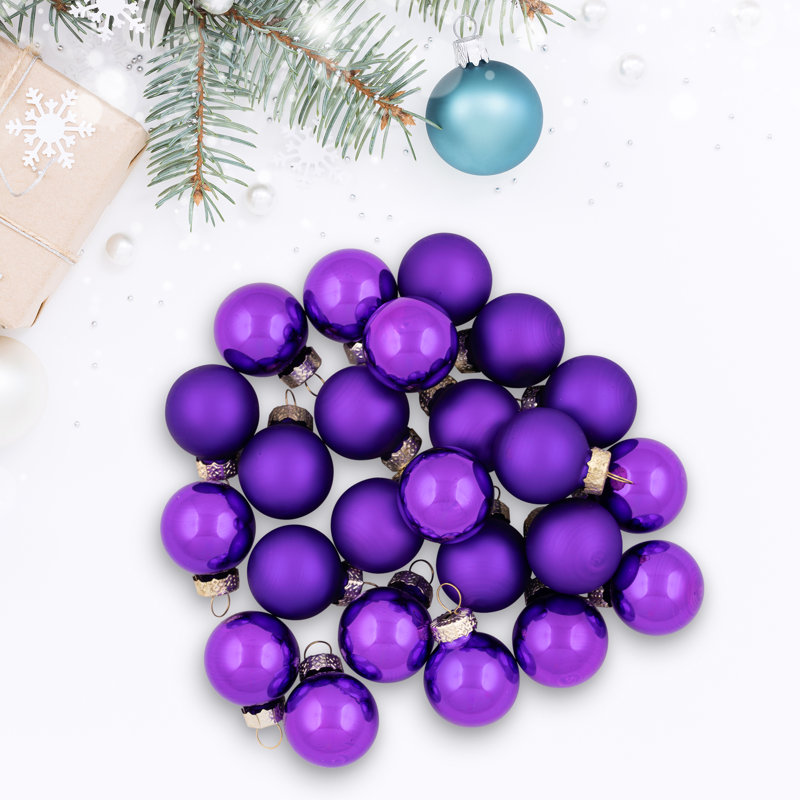 Ornements en forme de boule de Noël 24 carats à 2 finitions, Mauve