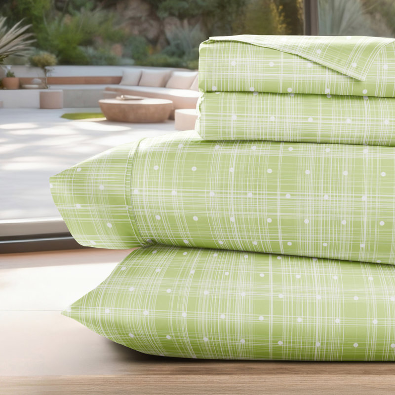 Becky Cameron™ Polka Dot Pattern Microfiber Sheet Set, Moss, California King