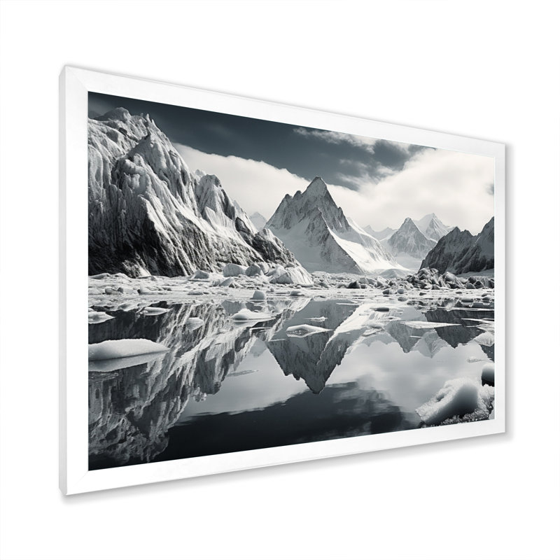 Biagio " Grey Glacier Wonderment ", H 12 po x l 20 po x P 1 po, Cadre simple blanc