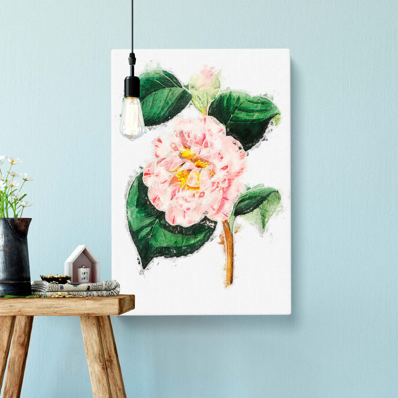Pink Camellia Flowers - Wrapped Canvas Painting, 50cm H x 35cm W x 3cm D