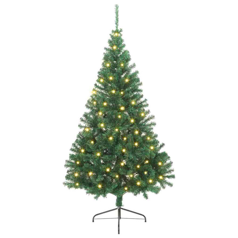 vidaXL Artificial Pre-lit Christmas Tree Green PVC, 7.87 ft