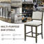 Ensemble de 2 tabourets de bar à hauteur de comptoir - paquet de 2 tabourets de bar rustiques avec structure en bois d'hévéa, dossier ergonomique, polyvalent pour îlot de cuisine, salle à manger, brun-308096632