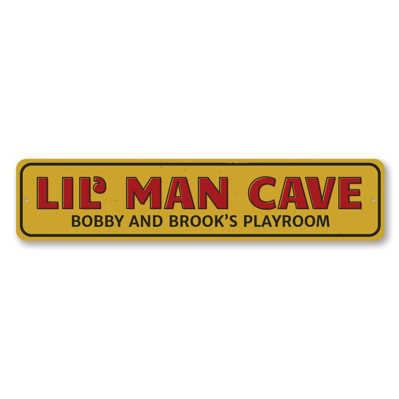 Plaque en aluminium Lil Man Cave, H 4 po x l 18 po x P 0,04 po