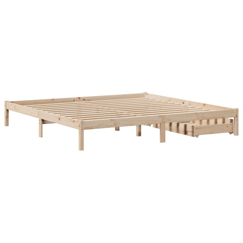 Solid Wood Storage Bed, Brown, Super King (6')