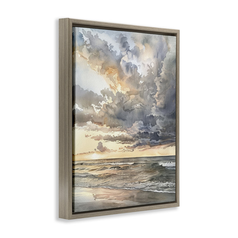  «Moody Sea Cloudy View Floater», art mural sur toile par Petal Prints Design, H 31 po x l 25 po