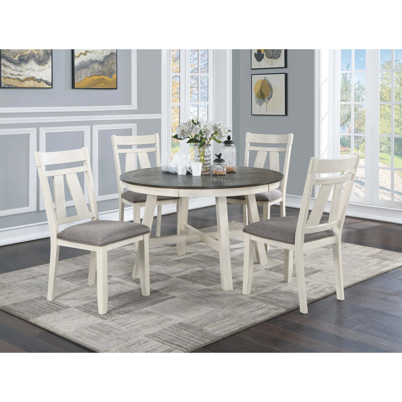 Ensemble de salle à manger 5 pièces pour table ronde et 4 chaises avec coussin en tissu