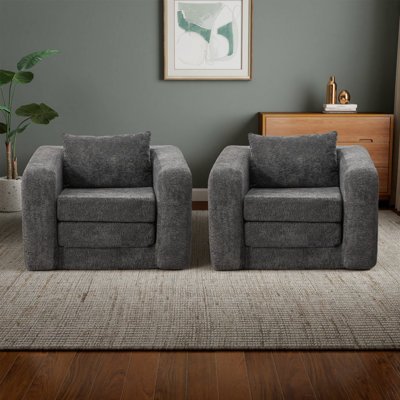 Boneless 40.1" Compression Convertible Single Sofa Bed Set Of 2 -no Assembly Required