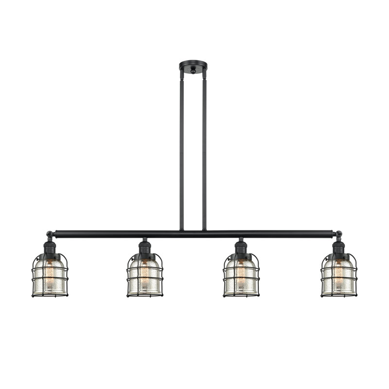 Luminaire suspendu pour îlot de cuisine 4 lumières O’Kean OKean, Argent mercuré plaqué, Laiton antique noir, DEL