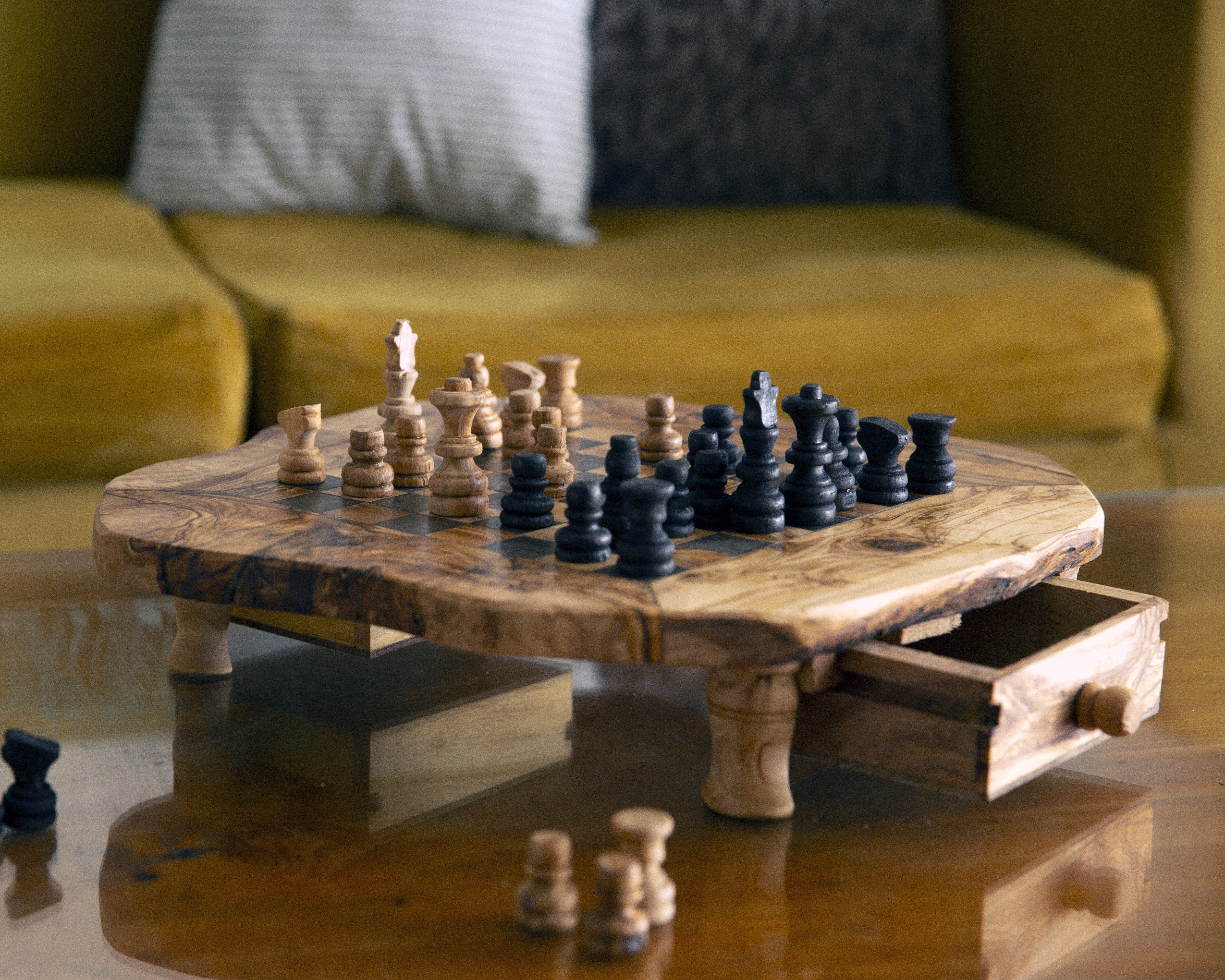 Olive Wood Handmade Chess Set (Available in 2 Sizes)