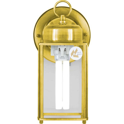 Genny 1-Light Outdoor Indoor Solid Brass Fluorescent Polished Solid Brass Wall Mount Wall Lantern Wall Light with Clear Glass