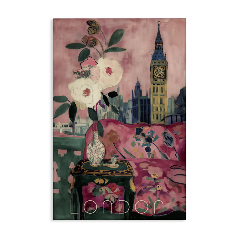 Toile London Spring Blossoms, conception par Annabelle Hall, H 24 po x l 16 po