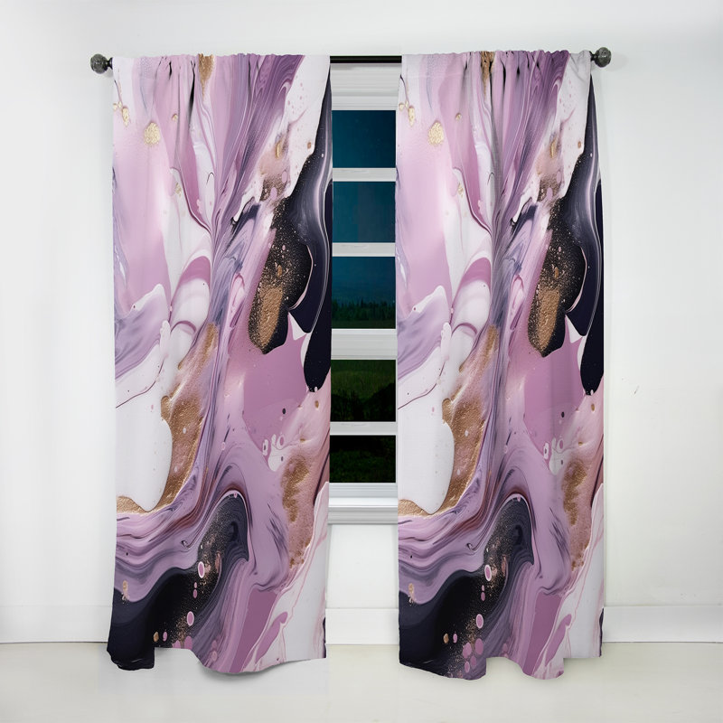Charmes - Murmure de marbre mauve et rose - Rideau moderne - Velours obscurcissant - 1 panneau, L 52 po x L 63 po