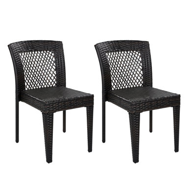 Stackable Patio Dining Chairs, Pe Rattan Steel, Modern Compact Outdoor