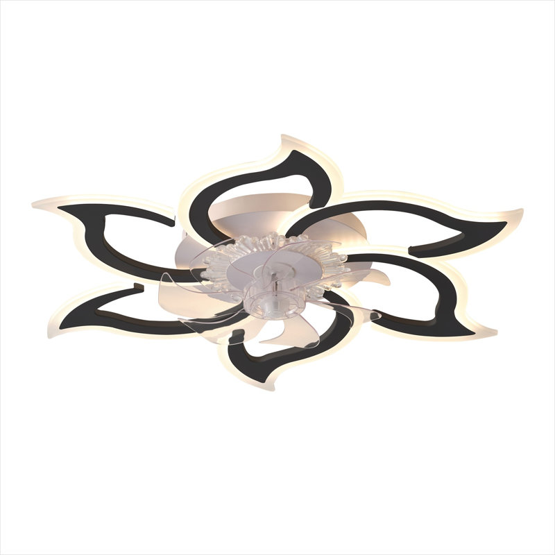 Ventilateur de plafond encastré noir mat avec lumière DEL télécommandée, conception à profil bas pour les chambres et les salons modernes