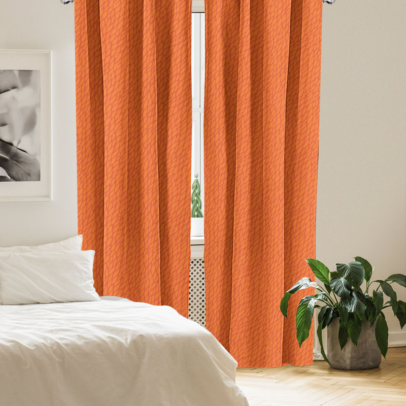 East Urban Home Burnt Orange 4-Panel Curtains, Nature Growth Leaves, Orange Burnt Orange, 56" W x 84" L