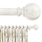 Tringles à rideaux en bois pour fenêtres, tringle à draperie robuste ajustable de 1 pouce avec imitation grain de bois et faiteaux décoratifs à motif de feuilles, style bohème