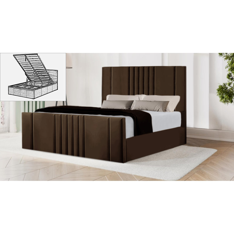 Moherek Upholstered Storage Bed, Super King (196 x 219 cm), Brown