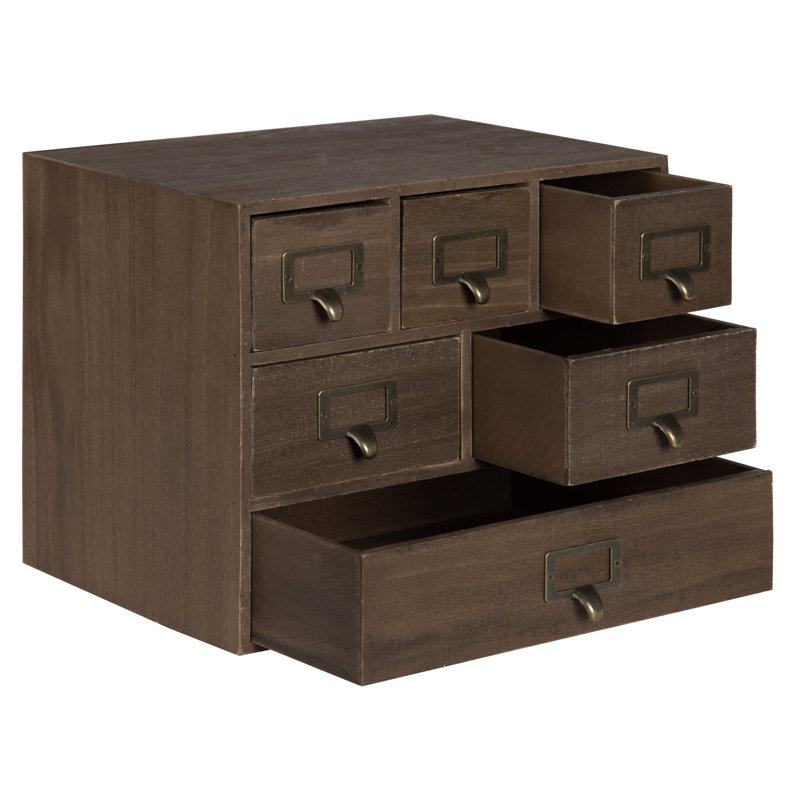 Rangement de bureau 6 tiroirs Apothecary, Brun rustique