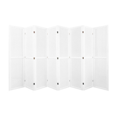 Cloison de 5 panneaux en bois de 5,6 pi avec écran d'intimité et décoration murale pour salon de beauté, blanc