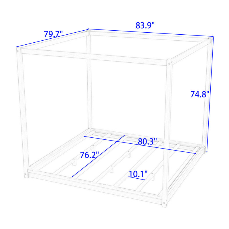 Plyler King Wood Canopy Platform Bed, Natural