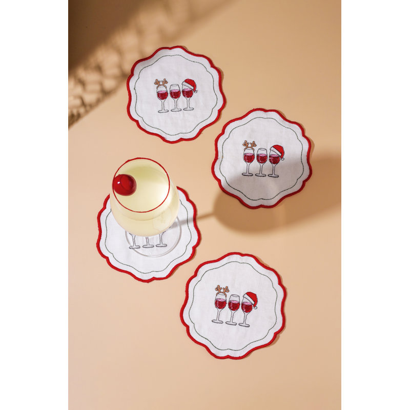 Ensemble de 4 serviettes de table brodées Holiday Cheers