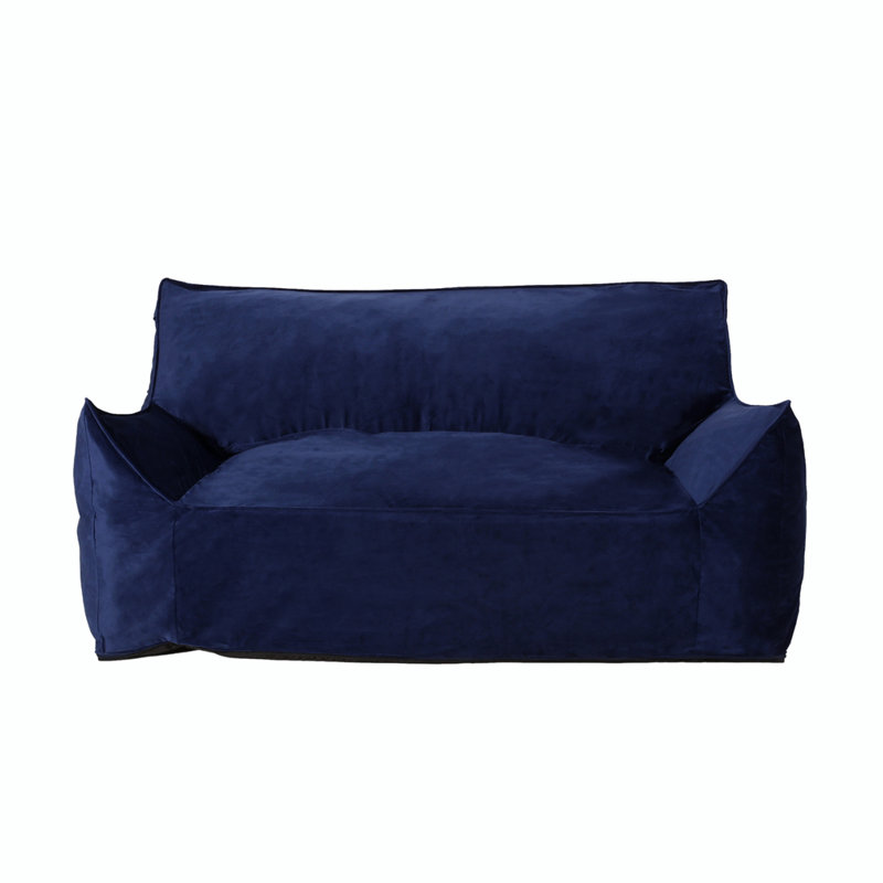 Sadlier Velvet Bean Bag Sofa, Midnight Blue Velvet, 32" H x 60" W x 40" D