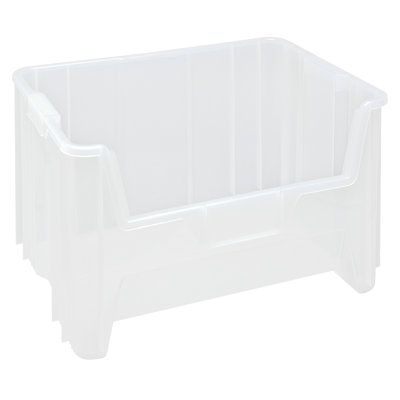 Container, stacking, 15-1/4" x 19-7/8" x 12-7/16", injection polypropylene, six 1/4" drill hole pattern on bottom allows for easy hole insertion for drainage and air circulation, case of 3