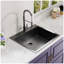 Évier de cuisine en acier inoxydable 304 de calibre 18 de 25 po x 22 po noir