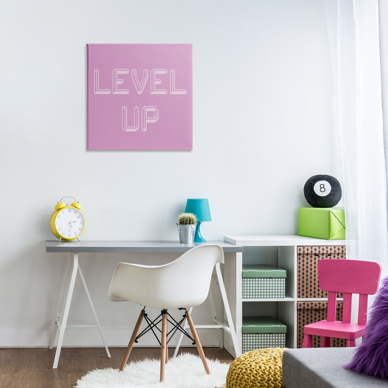 Level Up Purple & White Canvas, design by Yass Naffas Designs, 24" H x 24" W
