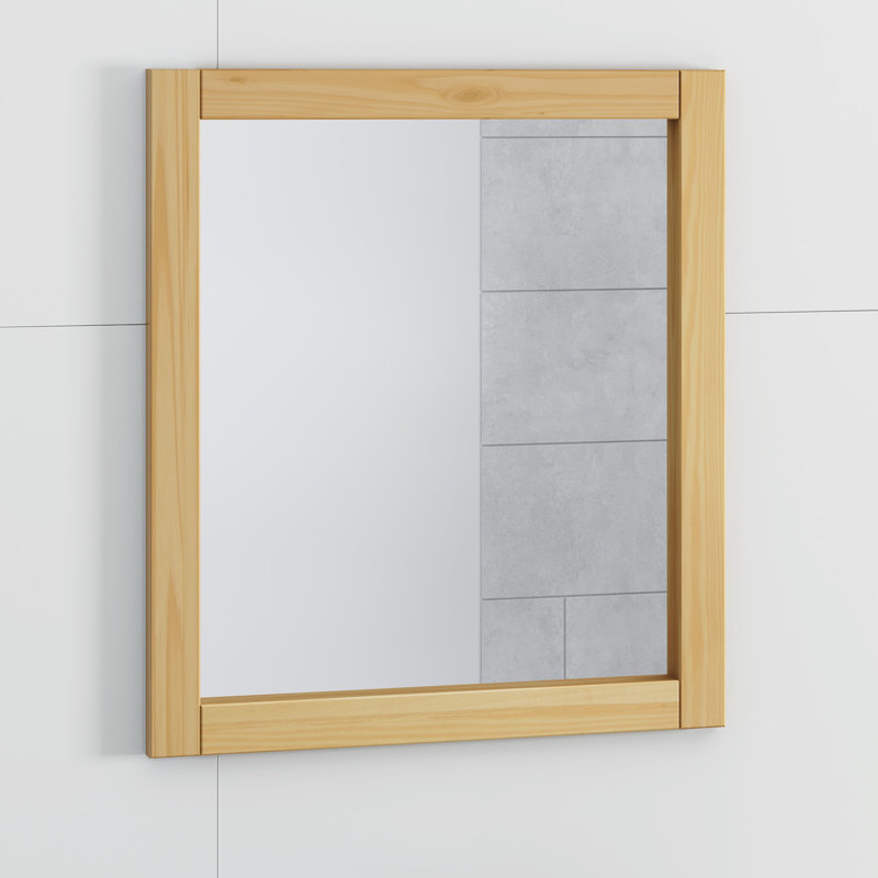 Nassar Solid Wood Rectangle Wall Makeup / Shaving Mirror