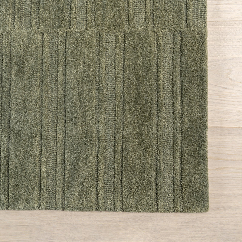 Olive Green Handmade Wool Tufted 6' x 9' Area Rug