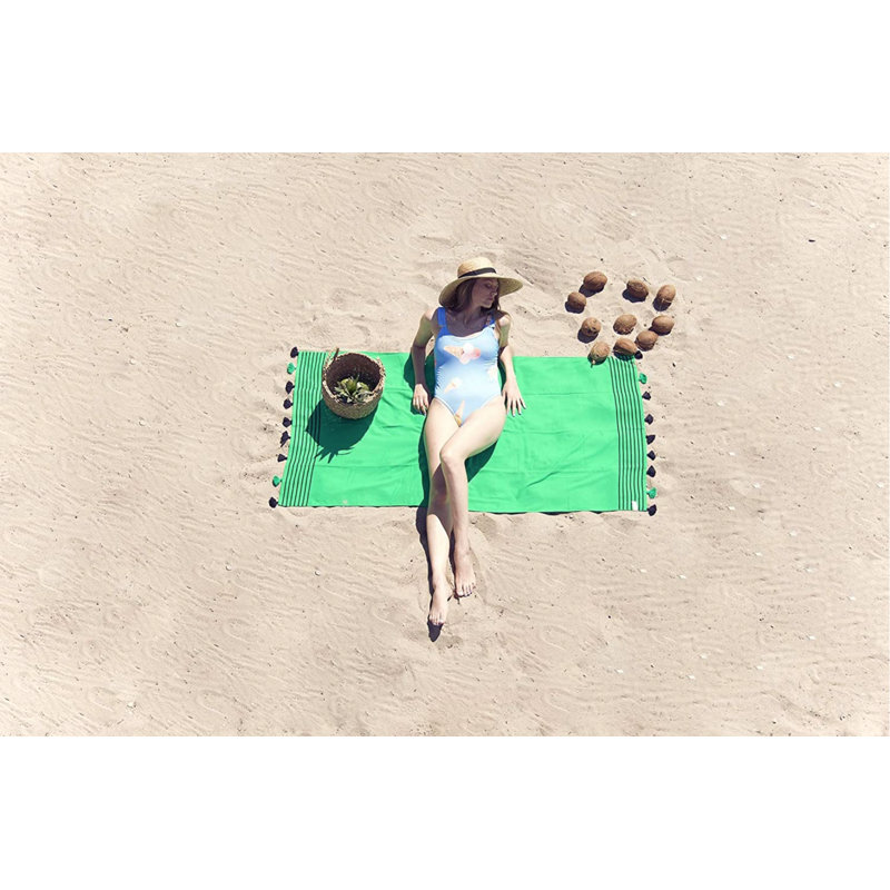 Metalia Turkish Cotton Midweight Beach Towel, Green