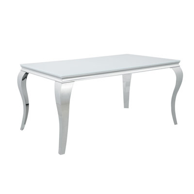 Wanstead Unfinished Glass Top Metal Base Dining Table