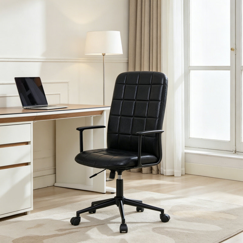 Chaise de bureau pivotante avec accoudoirs, Noir
