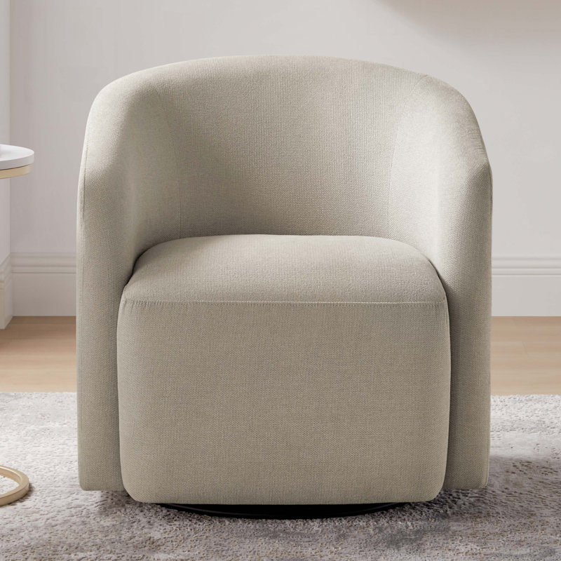 Fauteuil demi-tonneau Arlo, Mélange de polyester beige