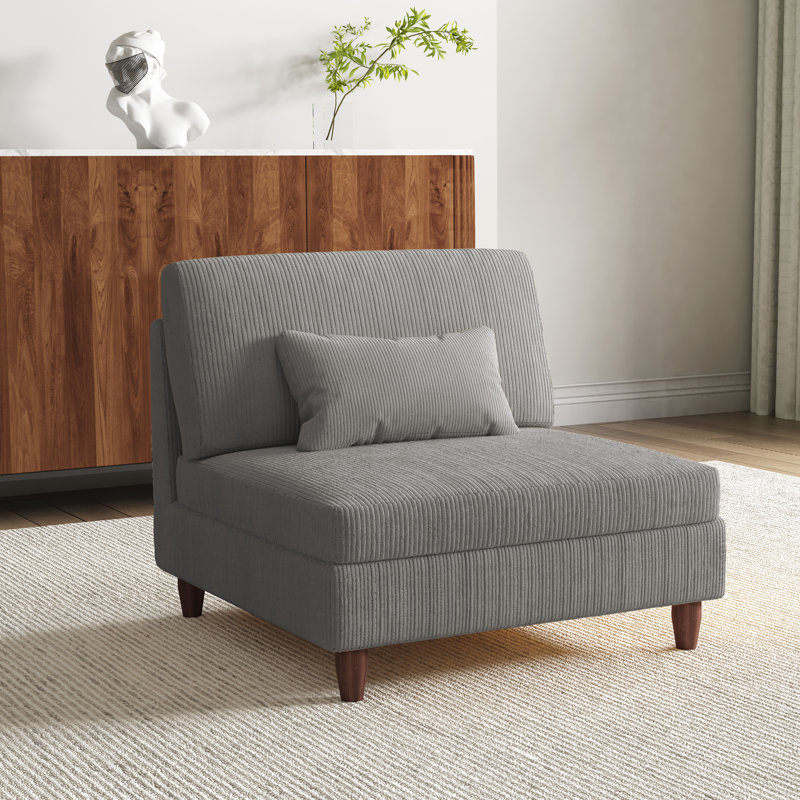 Mordecai 95Cm Wide Corner Wedge, Light Grey Corduroy