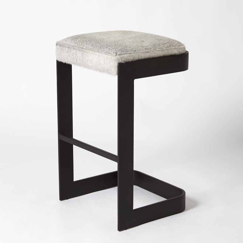 Upholstered Stool with Metal Frame