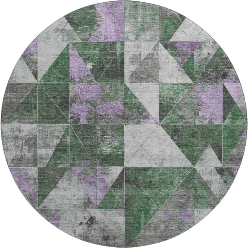 Premium Machine Washable Fairwood AMF1888 Geometric Rug, Round 8'