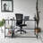 Modern Industrial Study Desk with 100% Tempered Glass Top, 29.5 x 23.6 x 47.2 inches | Sturdy Metal Frame, Numerous Shelves, Wall-Fixable, Black & Fume Color | Perfect for Home Office, Elegant & Functional Design-1464129080